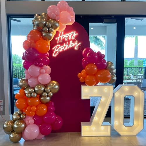 Hot Pink, Orange & Gold Balloon Arch Set for Parties