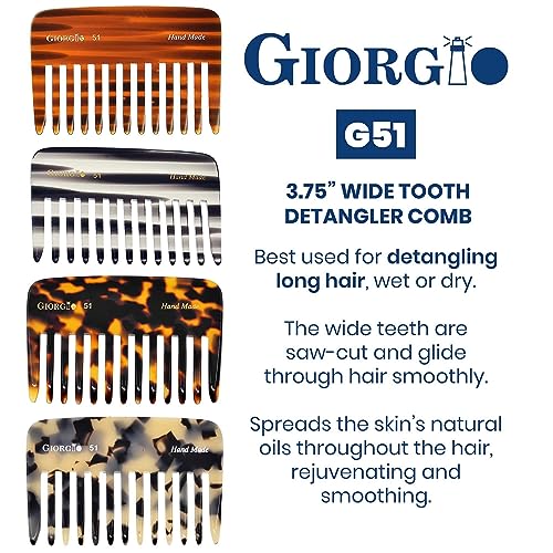 Giorgio G51 Wide Tooth Detangling Comb Tortoiseshell - For Thick Curly Wavy Hair, 1 Pack