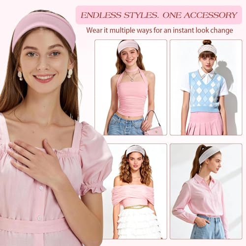 Pink Fabric Headband Set for Women - Non-Slip Floral Hairbands