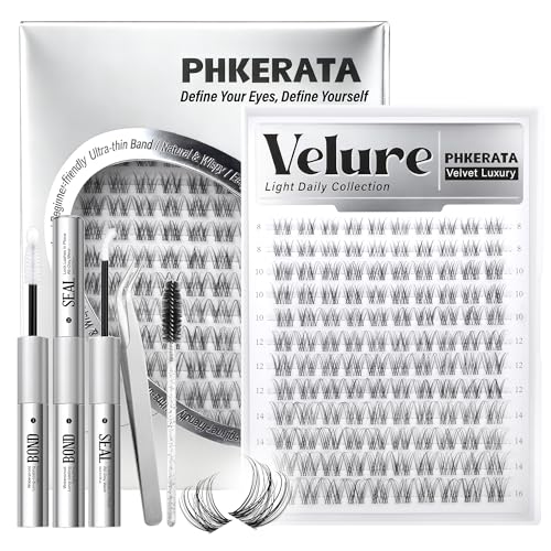 PHKERATA Velure Lash Clusters Kit - 8-18mm Wispy Extensions