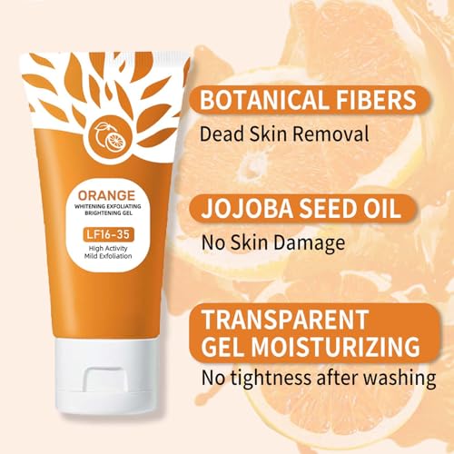 Sheghy 3pc Orange Exfoliating Gel Scrub for Face & Body - Gentle Enzymatic Deep Cleansing, Moisturizing, All Skin Types