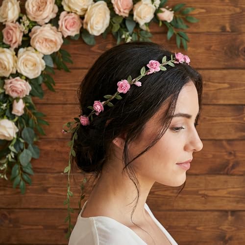 Multicolor Paper Flower Crown Headbands for Women, 9-Petal Handmade Floral Wreath, Wedding & Festival Accessory