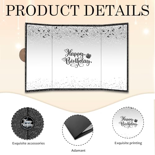 Elegant Black Silver Birthday Guest Book - 18"x12" Signing Card