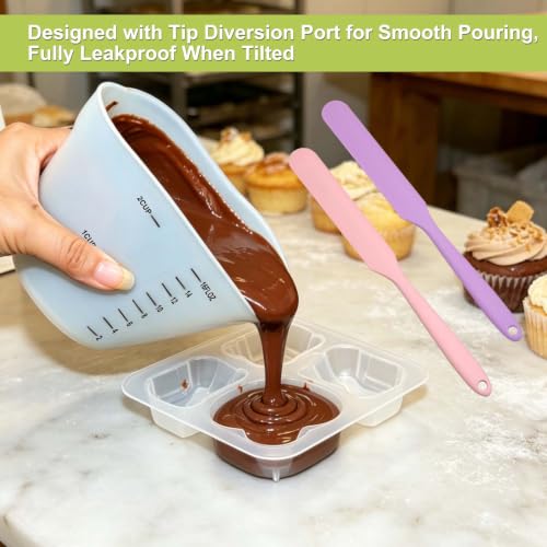 Silicone Measuring Cup Set with Spatulas - 500ml, 2 Pieces