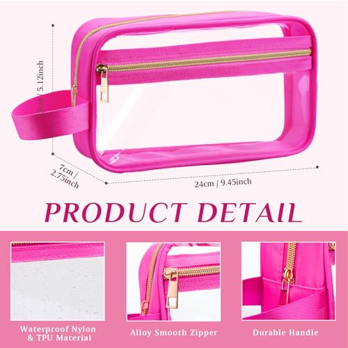 Pinkunn 3-Pack Clear Makeup Bags - TSA Approved Travel Toiletry Organizers
