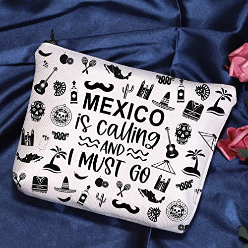 Mexico Is Calling Cosmetic Bag - Canvas Travel Organizer Pouch