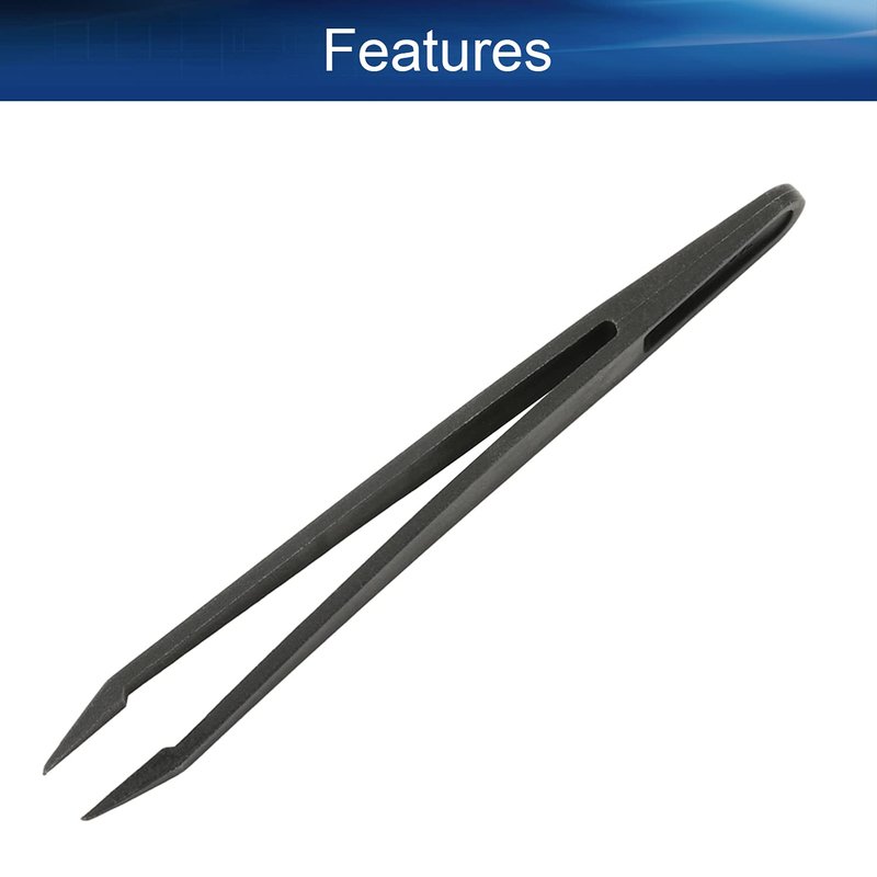 Auniwaig 20pcs Precision Plastic Tweezers, Slant Point Tip Anti-Static Tweezers for Jewelry Craft DIY Beauty Electronics Repair Tool, (4.7 Inch, Black02)