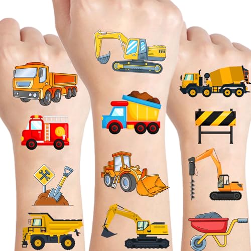 Construction Trucks Temporary Tattoos for Kids - 120 Pcs