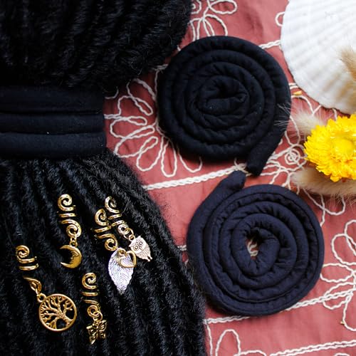 Spiral Lock Hair Ties for Dreadlocks - Handmade Hair Accessories (Black & Dark Blue)