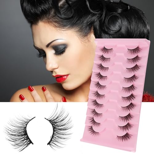 Gjinxi 3D Wispy Half Lashes - Natural Look Faux Mink 10 Pairs