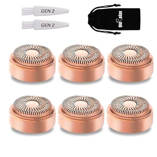 Replacement Heads for Flawless Facial Hair Remover,Gen 2 Replacement Blades for Finishing Touch Flawless Hair Removal, 6 Count 18k Gold Heads with Storage Bag