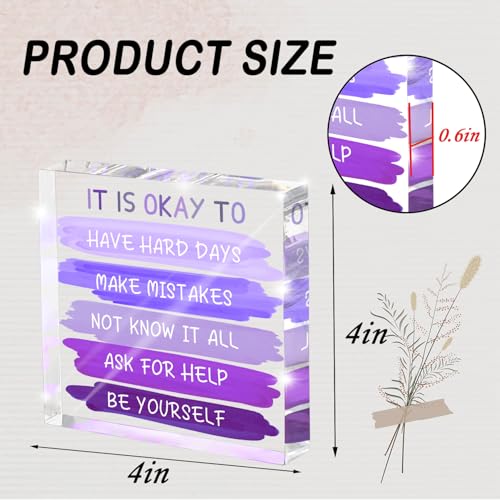 Purple Acrylic Desk Sign - 'It Is Okay To...' Affirmation Decor