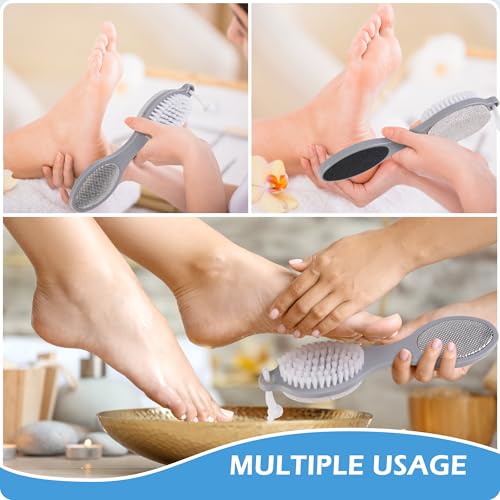4-in-1 Foot Brush and Callus Remover Set - 2 Black Gray Foot Scrubbers by TaShow