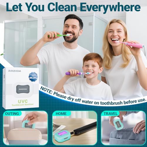 RRZIOM Blue Toothbrush Sanitizer Case - Portable Rechargeable Cleaner