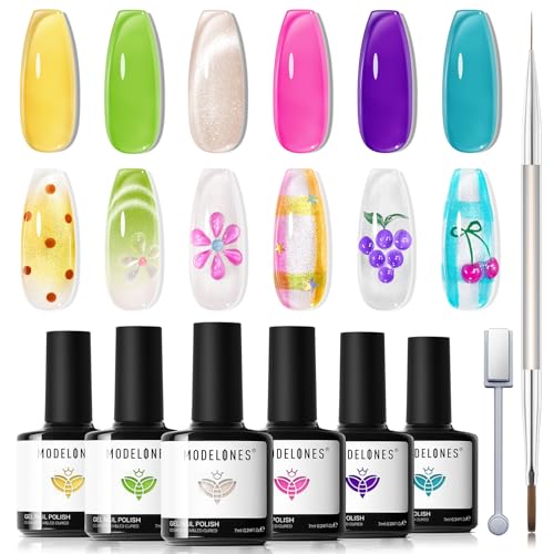 modelones Gelée Gleam Grid Cat Eye Gel Nail Polish Set - 6 Colors