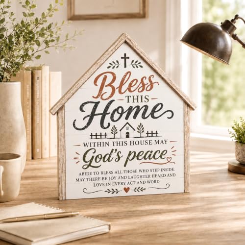Bless This Home Sign - Inspirational Christian Decor for New Homes