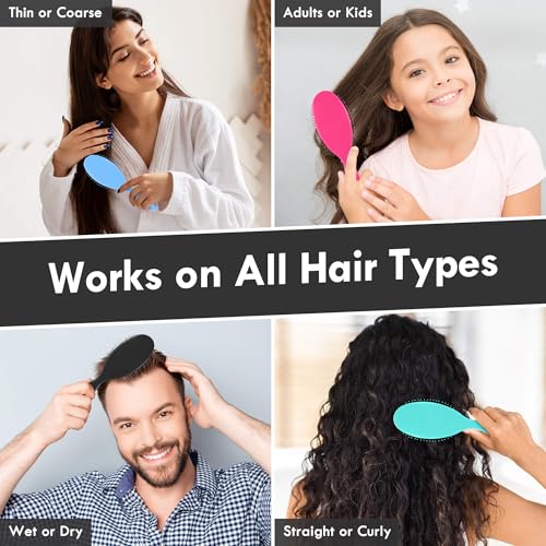 Aussumy 4 Pack Detangling Hair Brushes with Soft Bristles - Colorful Set for Wet & Dry Hair
