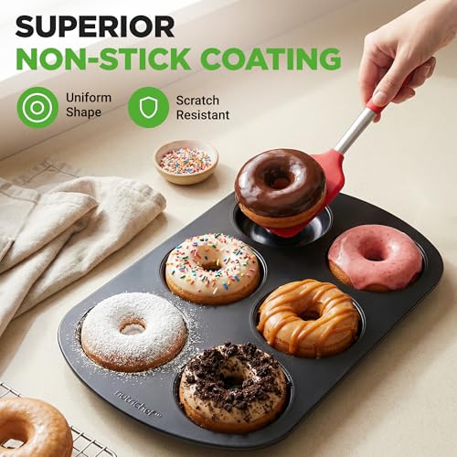 NutriChef Nonstick Donut Pan - 6-Cavity Carbon Steel Bakeware