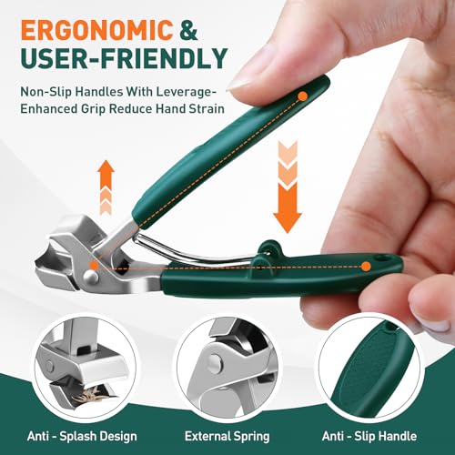 Xeaejex 3PCS Nail Clippers Set for Seniors | Wide Jaw Toenail & Fingernail Cutters