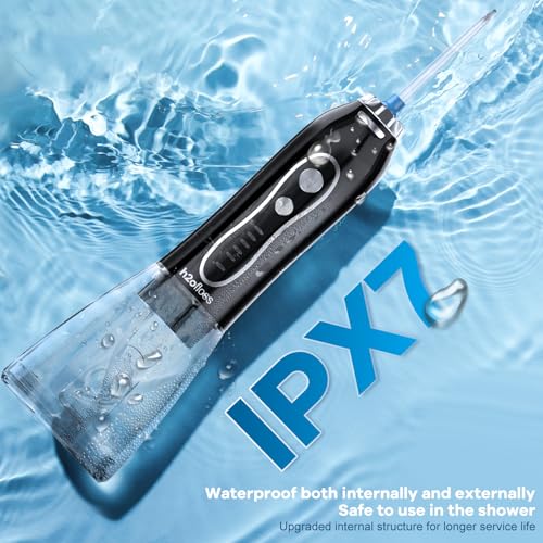 H2ofloss Portable Water Dental Flosser - Cordless Oral Irrigator, Black
