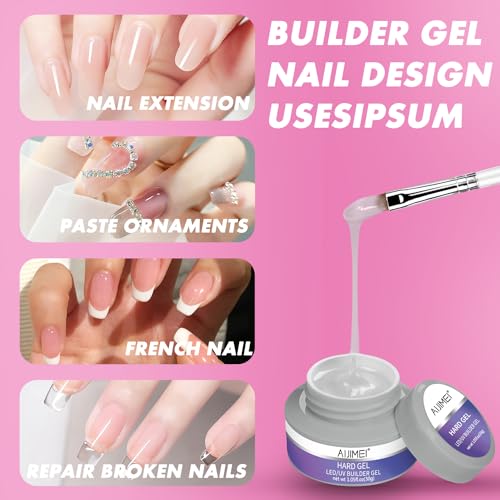 AIJIMEI Hard Gel for Nails 30g Clear Builder Gel for Nail Extensions & Repair - 1oz