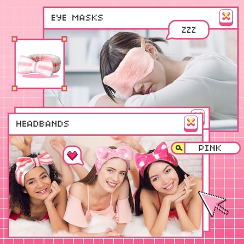 Newcotte Sleepover Party Supplies Set - 24 Pcs Plush Masks & Headbands