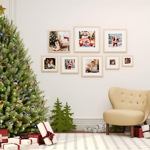 9x9 Natural Wood Picture Frame for Wall & Tabletop Display