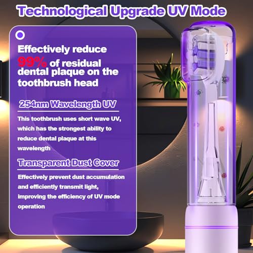 Acelike Metal Electric Toothbrush with UV Sanitizer, 6 Heads & Travel Case
