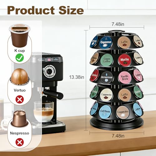 K Cup Holder for Keurig - 40 Pod Carousel Organizer with 360° Spin