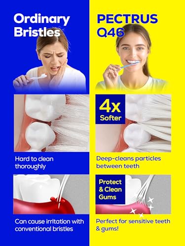 Pectrus Quad-fine 10 Pack Soft Toothbrushes for Sensitive Gums & Deep Cleaning