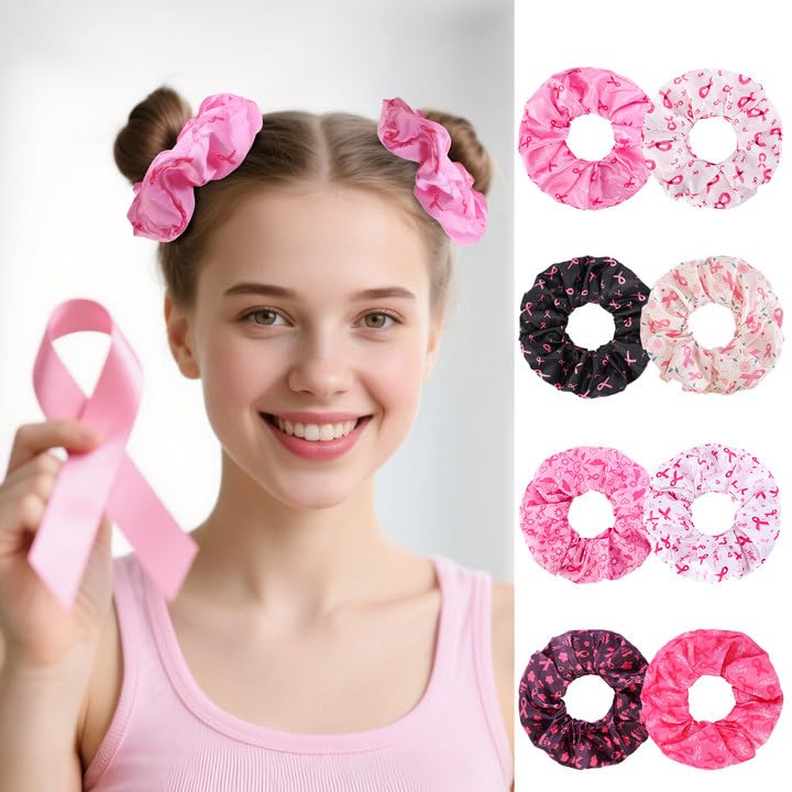 Breast Cancer Awareness Scrunchies - Pack of 40 Pink Hair Ties for Support & Style