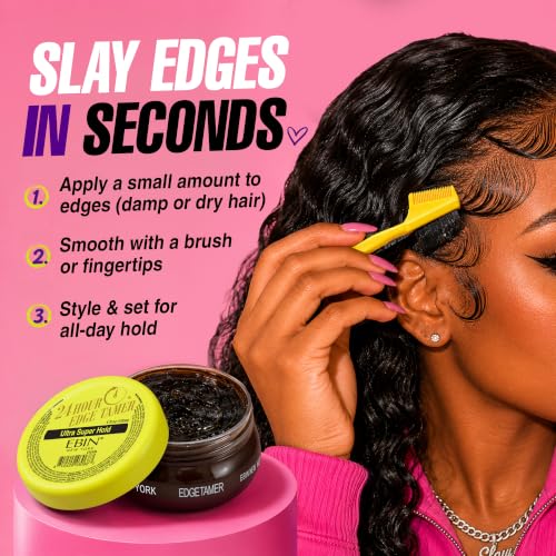 EBIN NEW YORK 24-Hour Ultra Hold Edge Tamer - 4 Fl Oz, Strong, Humidity-Resistant