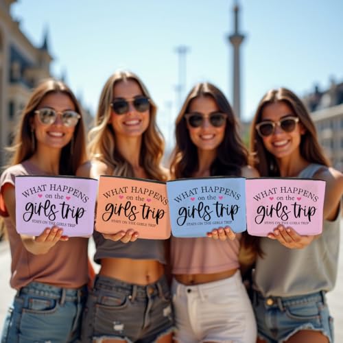 4PCS Girls Trip Cosmetic Bags - Waterproof Canvas - Travel Essentials