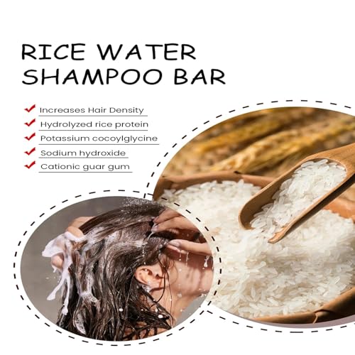 Rice Water 2-in-1 Shampoo Bar for Hair Growth - Natural, Sulfate-Free, All Hair Types