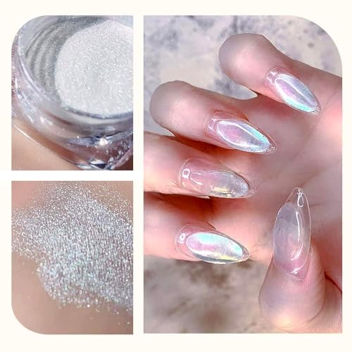 Pretty Diva White Pearl Chrome Nail Powder - 1g Glossy Finish