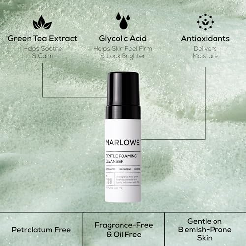 Marlowe Gentle Foaming Facial Cleanser for Men - Exfoliating & Brightening 4.5oz