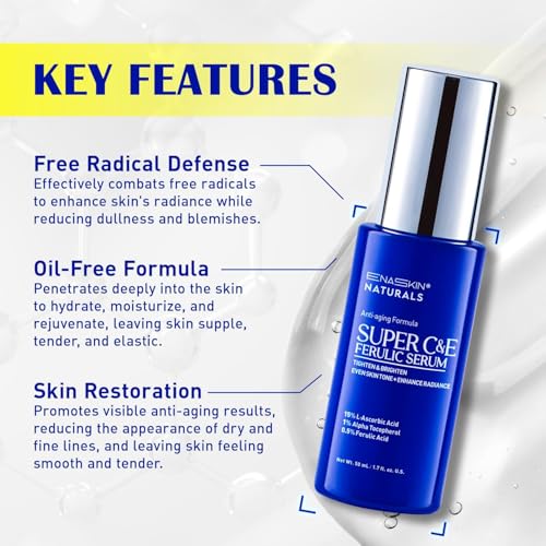 Enaskin Naturals Vitamin C Face Serum 1.7 Oz for Anti-Aging & Brightening - Mature Skin