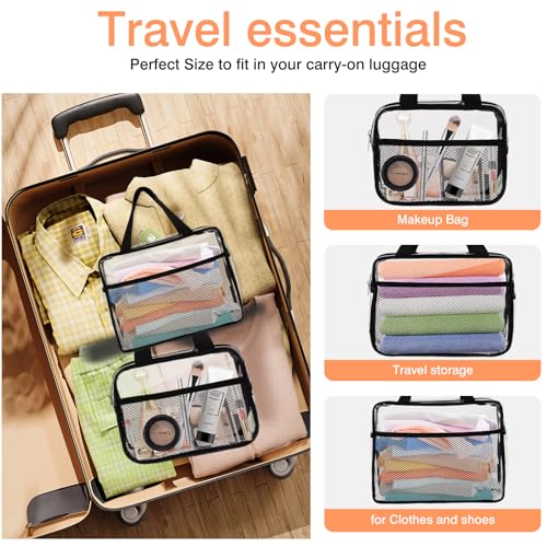 XEWEA 2PCS TSA Approved Clear Travel Toiletry Bags for Men & Women - Middle Size
