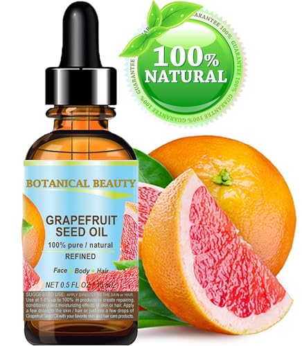 Botanical Beauty 0.5 Fl Oz Grapefruit Seed Oil - Pure, Cold Pressed Carrier Oil for Skin, Hair & Lip Care