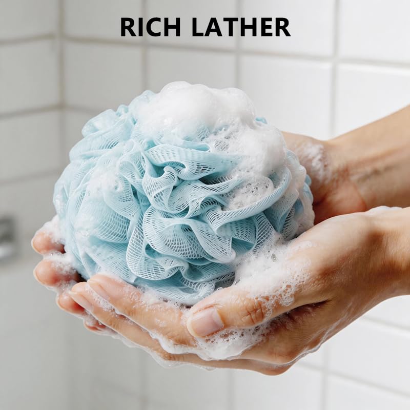 Soft Mesh Bath Loofah Sponge Set - 4 Pack for Gentle Exfoliation