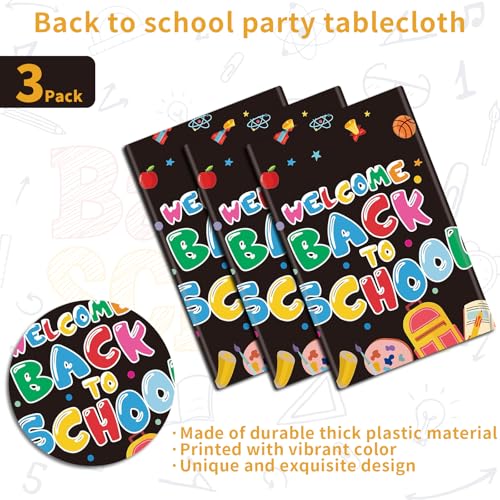 3-Pack Waterproof Back to School Tablecloths - 108x54 inches