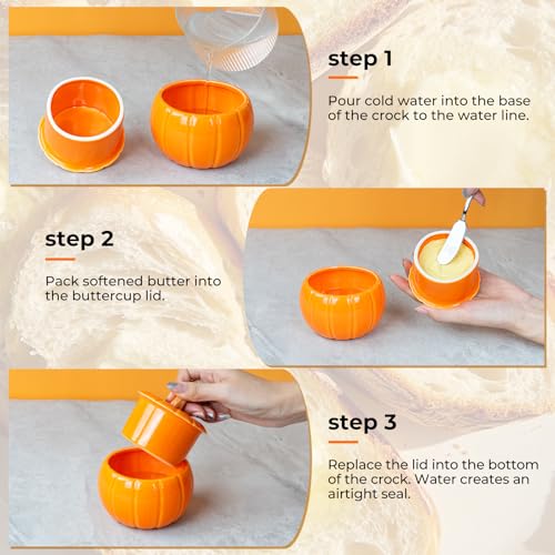 Ceramic Butter Keeper with Lid - Airtight Butter Crock for Soft Spreadable Butter