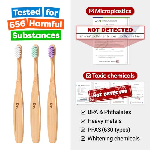 Dr. Noah Stage 2 4-Pack Bamboo Kids Toothbrushes – 4+ Dentist-Designed, Microplastic-Free