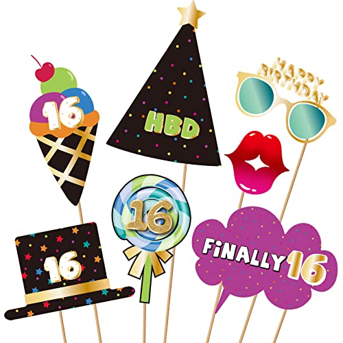 Sweet 16 Photo Booth Props Kit - 40 Premium Birthday Decorations