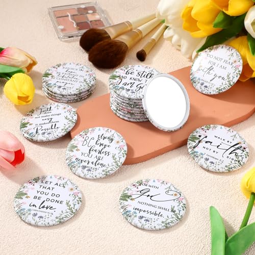 GlikCeil 40 Pcs Christian Compact Mirrors Bulk for Women & Gift, 10 Styles