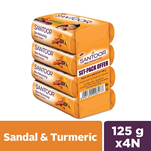 Santoor Sandal & Turmeric Soap - 4 Pack (125g Each)