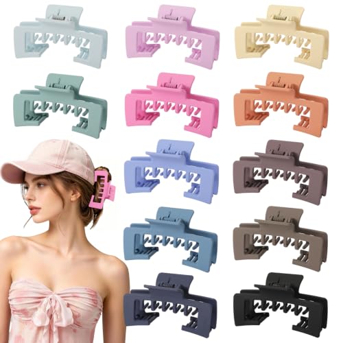 Hat-Friendly Claw Clips for Women - 12 PCS Colorful Hair Clips