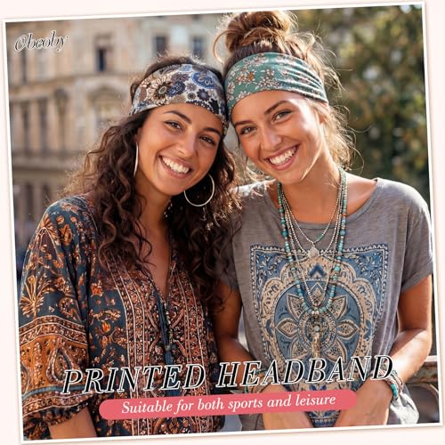 obeoby 8 Pack Headbands for Women, Boho Style Headbands for Summer Vacation Music Festival Outfits Non Slip Fashion Wide Hairband