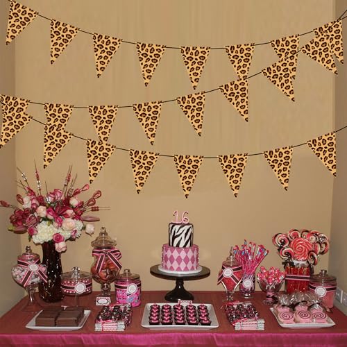 Cheetah Print Pennant Banners - 3PCS Leopard Party Decorations