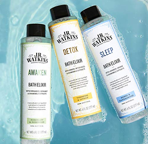 J.R. Watkins Awaken Bath Elixir - Rosemary & Rosewood Liquid Soak, 6 oz